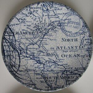 set of map design dessert plates